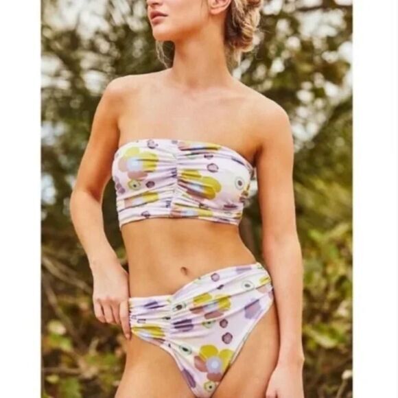 NEW Free People x Beth Richards delray 70’s‎ floral bikini top, purple, size XS - Picture 3 of 12
